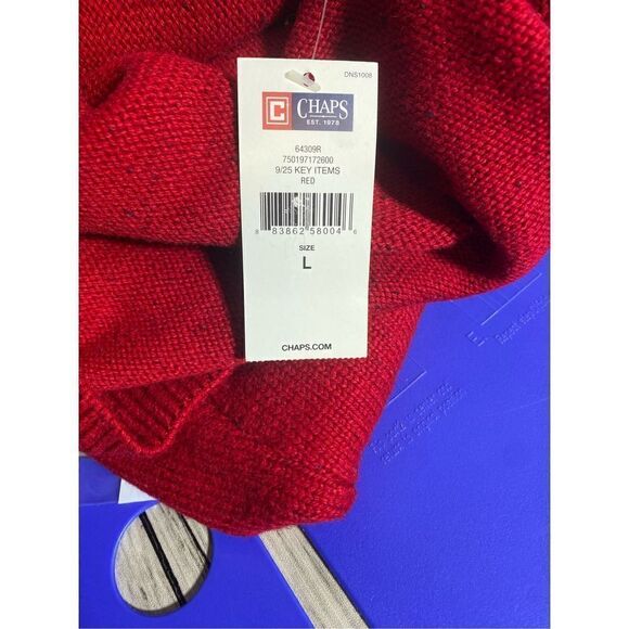 Chaps Women's Tigh-Knit Ribbed Hem Long Sleeves Red Sweater Size L NWT - Picture 3 of 4